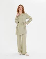 yandan bağlı keten takım