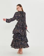 desenli kat kat elbise