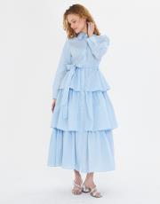 çizgili kat kat elbise