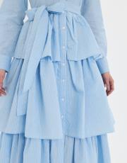 çizgili kat kat elbise 6